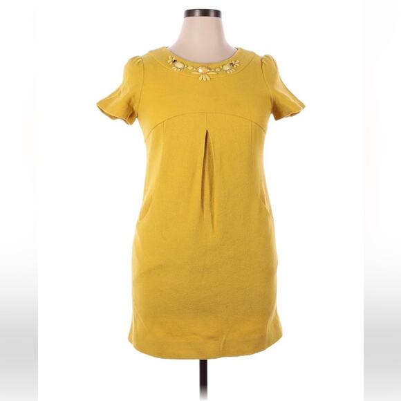 Circle mod stylemustard yellow shift dress, size 165/88a or small - Picture 1 of 13
